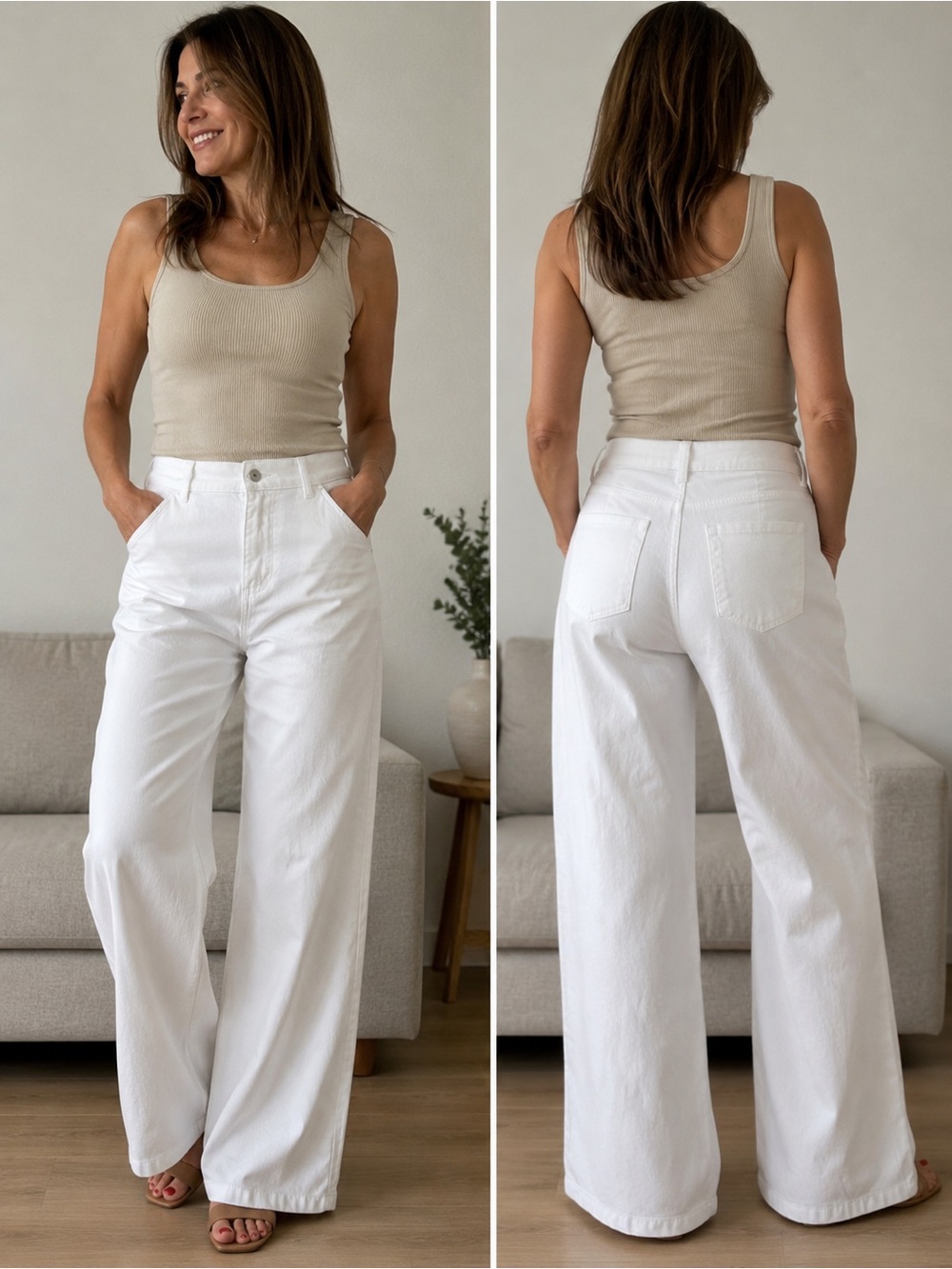 Style & Co. White High-Rise Wide Leg Jeans